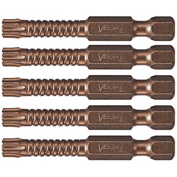 VEGA T20 TORX 임팩트 드라이버 비트. Impactech 전문가 등급 충격 등급 T-20 TORX 2 비트. (5개 팩) P150T20A-5