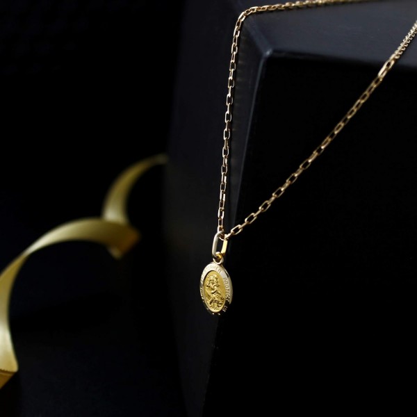 Alexander Castle Small 9ct Gold St Christopher Pendant 메달 목걸이, 18