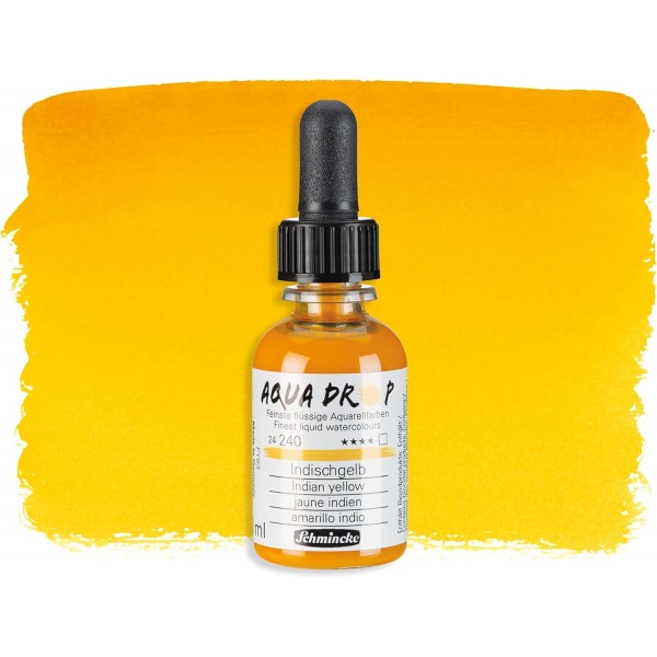 Schmincke - AQUA DROP, 액체, 안료 기반 수채화 물감, 30ml 피펫 병에 담긴 인디언 옐로우, 24240034, 수채화 그림, 도시 스케치, 서예, 핸드 레터링, 내광성
