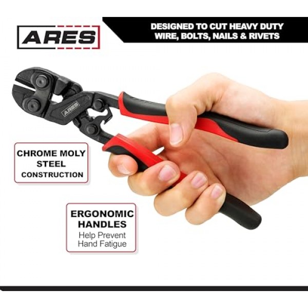 ARES 70664-8인치 미니 볼트 커터 - 크롬 몰리강 구조 및 유도 경화 절단 모서리 - 고강도 와이어, 볼트, 못 및 리벳 절단용으로 설계됨