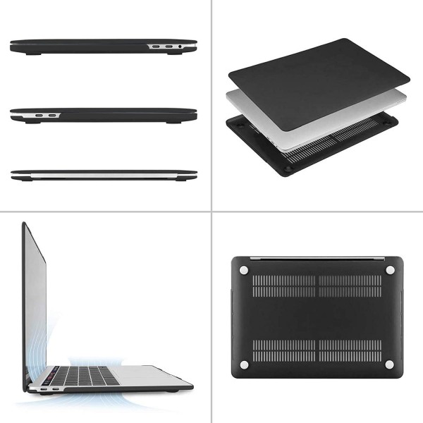 MOSISO 케이스 호환 MacBook Pro 13 인치 2023 2022 2021 2020-2016 M2 M1 A2338 A2251 A2289 A2159 A1989 A1708 A1706 터치 바, 플라스틱 하드 케이스 및 키보드 커버, 블랙