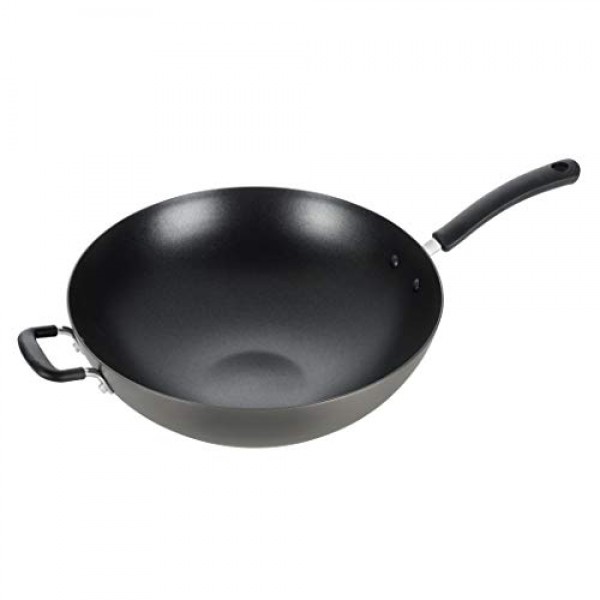 T-fal Ultimate 경질 양극산화 처리된 붙지 않는 웍 14인치 오븐 사용 가능 350F 조리기구, 냄비 및 팬, 식기세척기 사용 가능 검정색