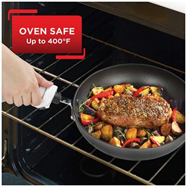 T-fal Ultimate 경질 양극산화 처리된 붙지 않는 웍 14인치 오븐 사용 가능 350F 조리기구, 냄비 및 팬, 식기세척기 사용 가능 검정색