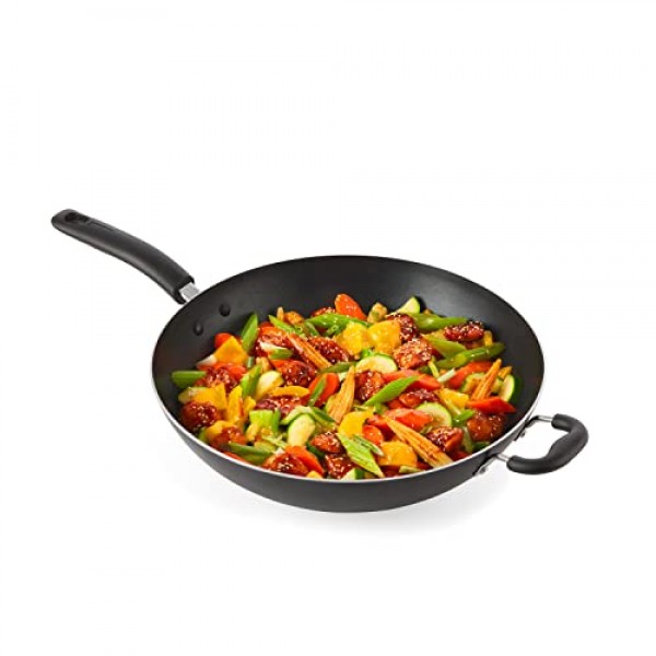T-fal Ultimate 경질 양극산화 처리된 붙지 않는 웍 14인치 오븐 사용 가능 350F 조리기구, 냄비 및 팬, 식기세척기 사용 가능 검정색