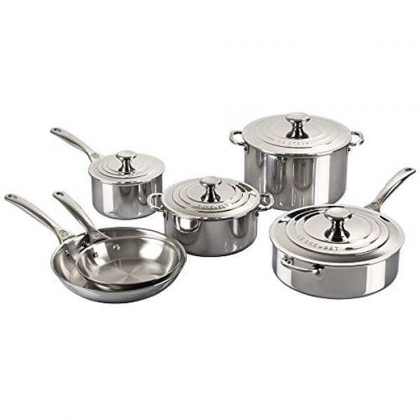 Le Creuset 삼겹 스테인리스 스틸 4쿼트 냄비(도우미 손잡이 포함)