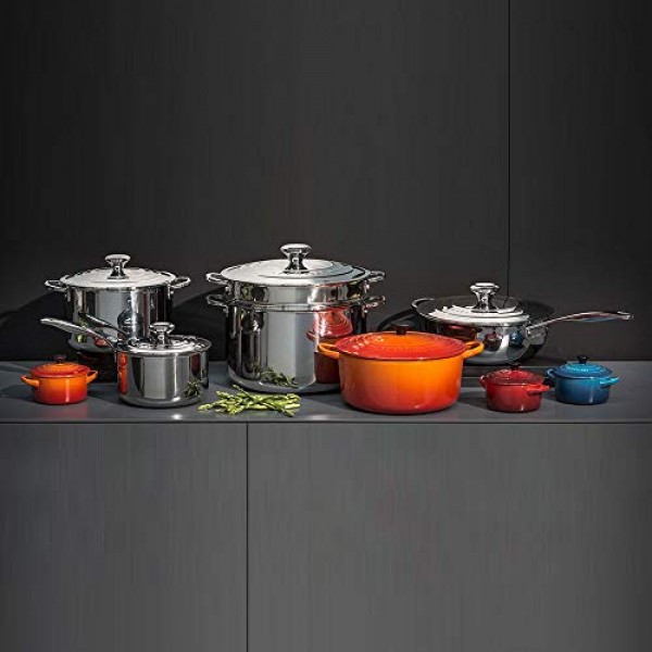Le Creuset 삼겹 스테인리스 스틸 4쿼트 냄비(도우미 손잡이 포함)