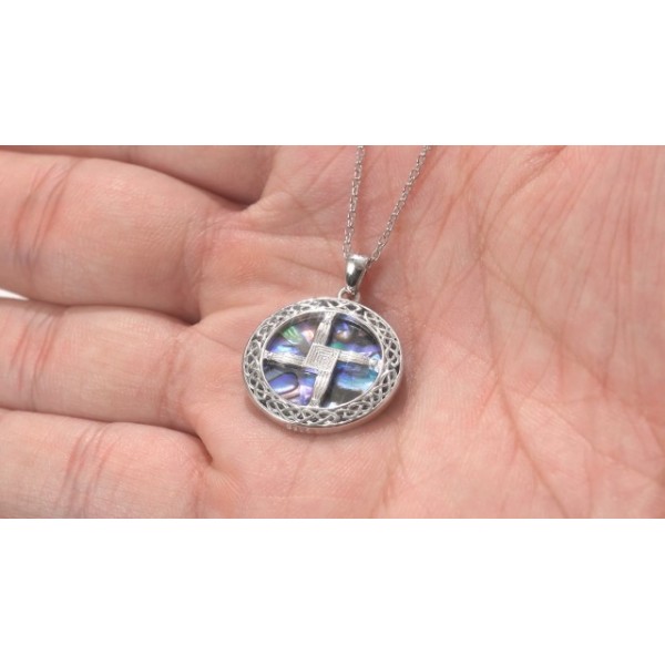 YAFEINI Brigid's Cross 목걸이 스털링 실버 종교 전복 껍질 St Brigid's Day 크로스 펜던트 목걸이 여성용 보석 십대 소녀, 스털링 실버, Brigid