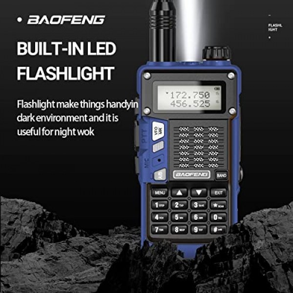 Baofeng Radio UV-S9 Pro Ham Radio UV-5R 듀얼 밴드 8W 고출력 휴대용 양방향 라디오(배터리 및 USB 충전기 케이블 워키토키 포함) 핸드헬드 업그레이드(파란색)