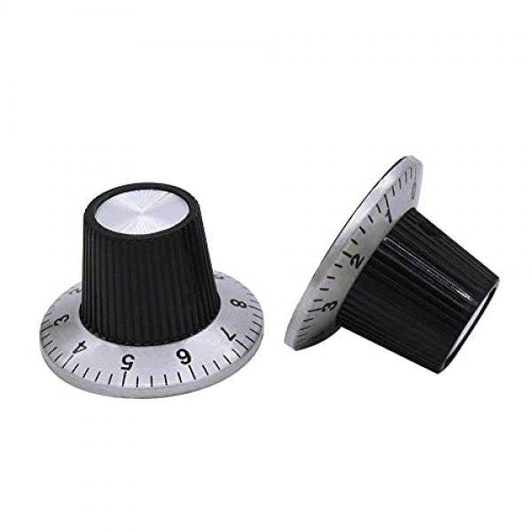 Mxuteuk 6Pcs 검정색 실버 전위차계 제어 손잡이 볼륨 오디오 일렉트릭 기타 베이스 나사 유형 29x18mm(dh) KNOB-C-2