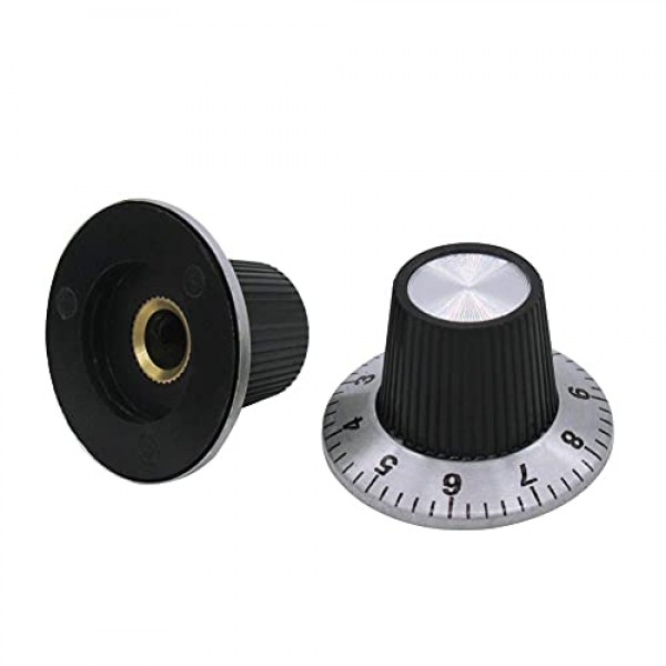 Mxuteuk 6Pcs 검정색 실버 전위차계 제어 손잡이 볼륨 오디오 일렉트릭 기타 베이스 나사 유형 29x18mm(dh) KNOB-C-2