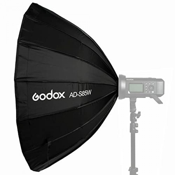 AD400Pro AD300Pro 스피드라이트 플래시 모노라이트 및 ML60 ML60Bi LED 비디오 조명(흰색 내부)용 Godox 마운트가 포함된 Godox 휴대용 우산 사진 조명 소프트박스 33.5''