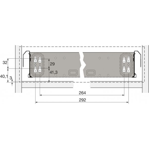HETTICH 20532 Systema Top 2000 스틸 서랍(서랍) 설치 폭 392mm, 스틸 알루미늄 효과, 실버