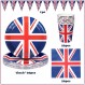 Formemory Union Jack 식기 세트 서브 20, Queens Platinum Jubilee 종이 접시 냅킨 컵 플래그 파티 Serviettes 식기 파티 용품(20 손님)