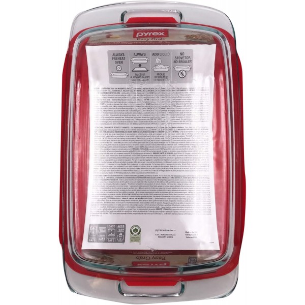 Pyrex - 뚜껑이 있는 직사각형 베이킹 접시 9 x 13인치 - 3/4