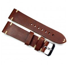 RIOS 22mm 핸드메이드 가죽 밴드, 화이트, 스티치, 22mm, 20mm, 레트로 룩, 스트랩