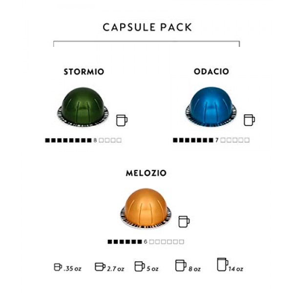 Nespresso VertuoPlus 커피 및 에스프레소 머신 번들(De'Longhi), Vertuoline 버라이어티 팩 커피 포함