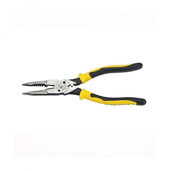 Klein Tools J207-8CR 니들 노즈 플라이어는 압착, 루핑, 절단, 스트리핑, 압착, 절단을 위한 다목적 라인맨 플라이어입니다.