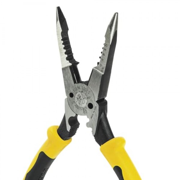 Klein Tools J207-8CR 니들 노즈 플라이어는 압착, 루핑, 절단, 스트리핑, 압착, 절단을 위한 다목적 라인맨 플라이어입니다.