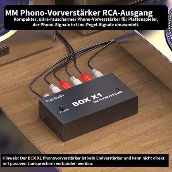 Fosi Audio Box X1 MM 턴테이블용 포노 프리앰프 미니 스테레오 오디오 HiFi 축음기/턴테이블 프리앰프(3.5mm 헤드폰 및 12V 전원 공급 장치가 있는 RCA 출력 포함)