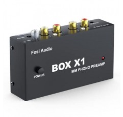 Fosi Audio Box X1 MM 턴테이블용 포노 프리앰프 미니 스테레오 오디오 HiFi 축음기/턴테이블 프리앰프(3.5mm 헤드폰 및 12V 전원 공급 장치가 있는 RCA 출력 포함)