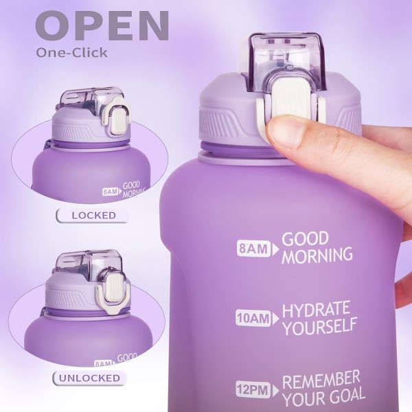 DEARRAY 2리터 대형 물병 with 빨대 & 타임 마커 2L BPA Free Motivational Water Bottle with Time 2000ml Motivational Sports Bottle for Gym, Fitness, Hiking (Light Purple/Light Pink) 라이트 퍼플 / 라이트 