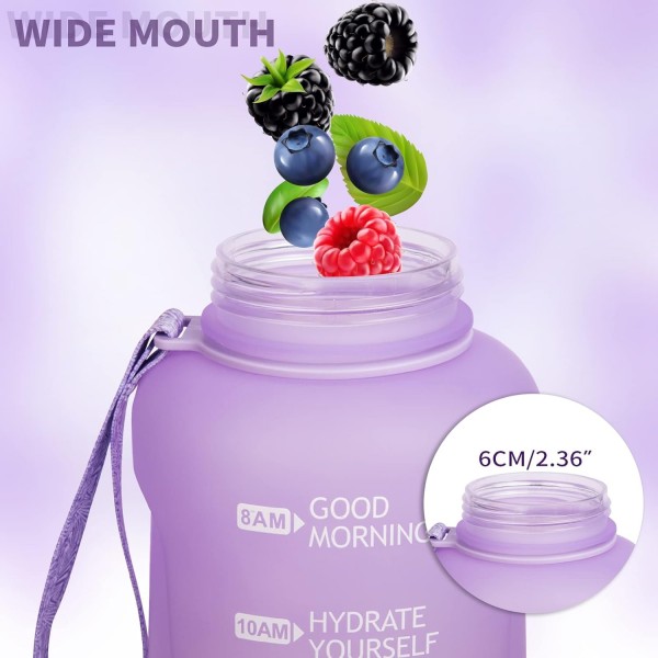 DEARRAY 2리터 대형 물병 with 빨대 & 타임 마커 2L BPA Free Motivational Water Bottle with Time 2000ml Motivational Sports Bottle for Gym, Fitness, Hiking (Light Purple/Light Pink) 라이트 퍼플 / 라이트 