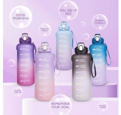 DEARRAY 2리터 대형 물병 with 빨대 & 타임 마커 2L BPA Free Motivational Water Bottle with Time 2000ml Motivational Sports Bottle for Gym, Fitness, Hiking (Light Purple/Light Pink) 라이트 퍼플 / 라이트 