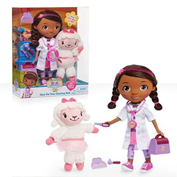 Disney Junior Doc McStuffins 10주년 기념 검진 인형 및 액세서리, 3세 이상용 공식 라이선스 아동 장난감, Just Play의 선물 및 선물