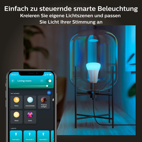 Philips Hue White & Color Ambiance E27 4개들이 팩, 4x570lm, 밝기 조절 가능, 최대 1600만 가지 색상 & White & Color Ambiance GU10 3개들이 팩, 3x350lm, 밝기 조절 가능, 최대 1600만 가지 색상