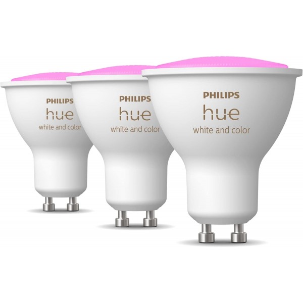 Philips Hue White & Color Ambiance E27 4개들이 팩, 4x570lm, 밝기 조절 가능, 최대 1600만 가지 색상 & White & Color Ambiance GU10 3개들이 팩, 3x350lm, 밝기 조절 가능, 최대 1600만 가지 색상