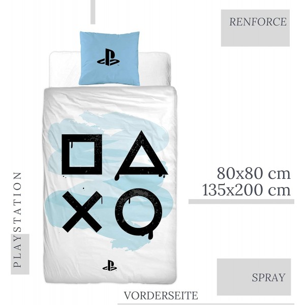 Character World Playstation 침대 시트 135x200 + 베갯잇 80x80 Gamer Playstation · 면 100% · Teenage 침대 시트
