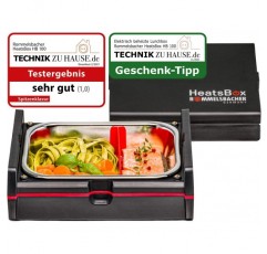 ROMMELSBACHER 전기 가열식 도시락 상자 HB 100 Heatsbox - 음식 가열용, 시간 사전 선택, 스테인리스 스틸 그릇(925ml), 운반용 뚜껑, 앱 및 수동으로 제어 가능, 100와트, 검정색