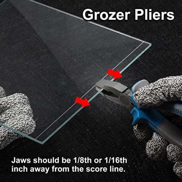 SPEEDWOX 2 Pcs 유리 실행 펜치 및 차단기 Grozer 펜치 세트 2 쌍의 고무 팁이있는 전문 유리 Grozing 펜치 스테인드 글라스 작업 모자이크 깨는 도구 용 키 Fob 펜치