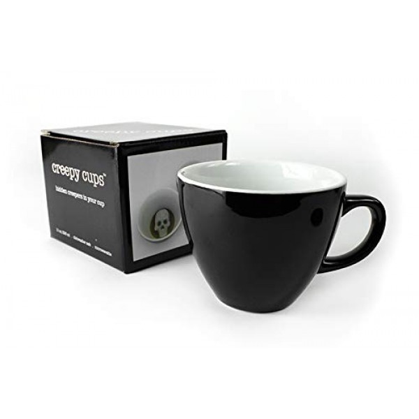 Creature Cups SPIDER 세라믹 컵(11온스, 검정색 외부) - 오싹한 컵 - 머그 안에 숨겨진 3D 동물이 마시면 ​​나타납니다. - 생일, 휴일, 으스스한 음료 용기 커피 및 차 애호가
