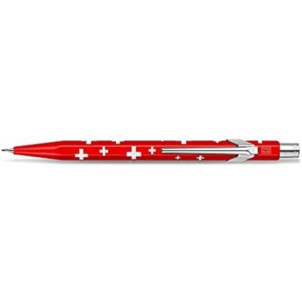 Caran d'Ache Metal-X Basic 0844.253 스위스 국기 금속 케이스가 있는 리드 홀더 0.7mm 연필 리드 길이 12.5cm
