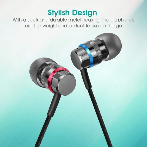 Samsung, Huawei, Xiaomi, iPhone 6/SE 및 모든 3.5mm 잭 장치와 호환되는 엉킴 방지 케이블 헤드셋이 장착된 Walkerfit HiFi 스테레오 딥 베이스 인이어 헤드폰(마이크 없음)