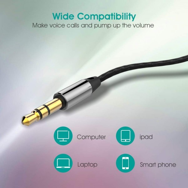 Samsung, Huawei, Xiaomi, iPhone 6/SE 및 모든 3.5mm 잭 장치와 호환되는 엉킴 방지 케이블 헤드셋이 장착된 Walkerfit HiFi 스테레오 딥 베이스 인이어 헤드폰(마이크 없음)