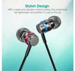 Samsung, Huawei, Xiaomi, iPhone 6/SE 및 모든 3.5mm 잭 장치와 호환되는 엉킴 방지 케이블 헤드셋이 장착된 Walkerfit HiFi 스테레오 딥 베이스 인이어 헤드폰(마이크 없음)