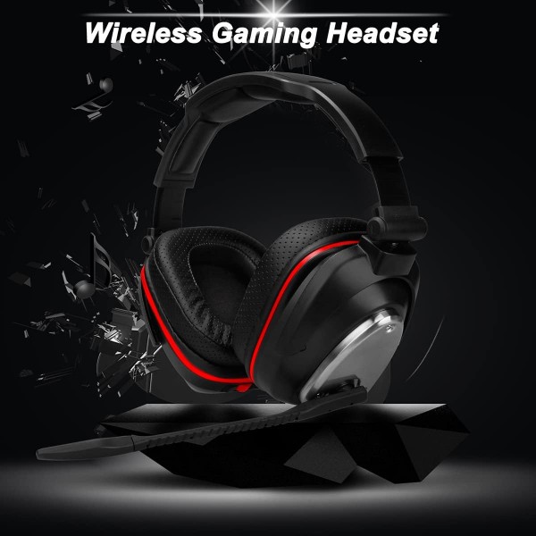 PS4,PS4 슬림 닌텐도 스위치 및 PC용 HUHD 2.4G 무선 게임용 헤드셋 Deep Bass 및 Rotating Metal Earcups Single