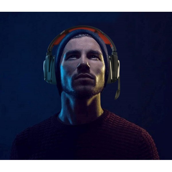 PS4,PS4 슬림 닌텐도 스위치 및 PC용 HUHD 2.4G 무선 게임용 헤드셋 Deep Bass 및 Rotating Metal Earcups Single