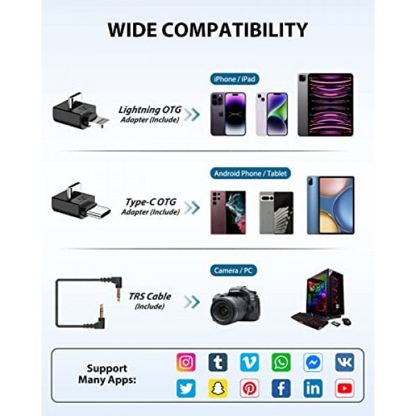 iPhone iPad Samsung용 FULAIM X5 무선 라발리에 마이크(송신기 2개 + 수신기 1개 + 충전 케이스), Android 카메라용 4G 온보드 녹음 기능이 있는 옷깃 마이크 무선 YouTube VLOG
