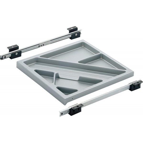 HETTICH 9037044 Systema Top 2000 사무용 필기구 풀아웃 세트 380mm 롤 컨테이너용 플라스틱 검정, 은색