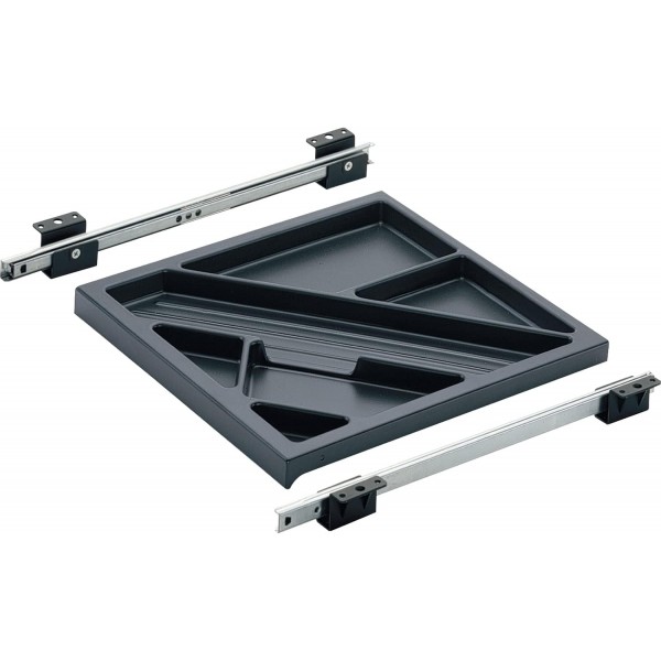 HETTICH 9037044 Systema Top 2000 사무용 필기구 풀아웃 세트 380mm 롤 컨테이너용 플라스틱 검정, 은색