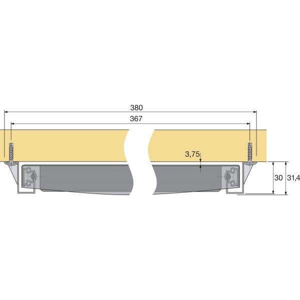 HETTICH 9037044 Systema Top 2000 사무용 필기구 풀아웃 세트 380mm 롤 컨테이너용 플라스틱 검정, 은색