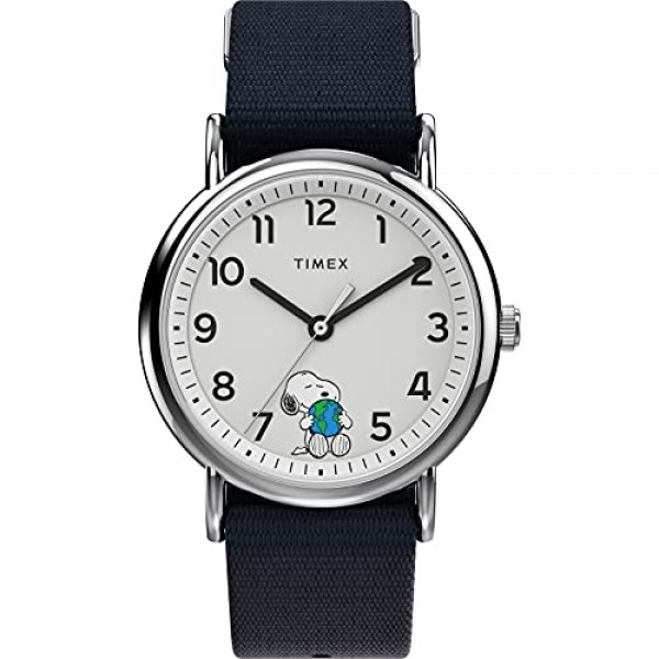 타이멕스 유니섹스 TW2R41100 위켄더 38mm 피너츠 찰리 브라운 나일론 슬립스루 스트랩 시계