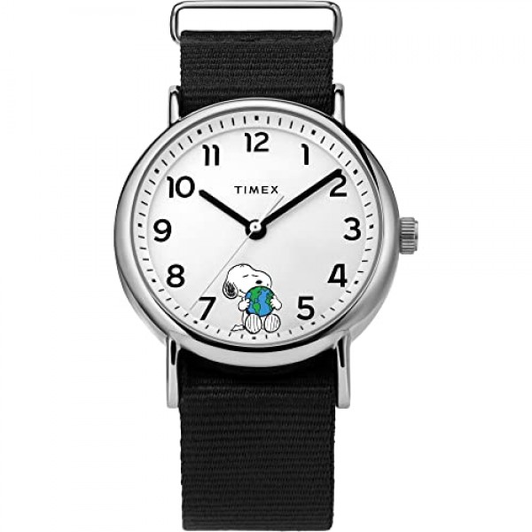 타이멕스 유니섹스 TW2R41100 위켄더 38mm 피너츠 찰리 브라운 나일론 슬립스루 스트랩 시계