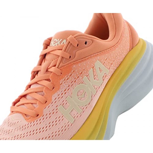 HOKA ONE ONE 본다이 8 여성 신발 사이즈 8, 색상: 쉘 코랄/피치 파르페