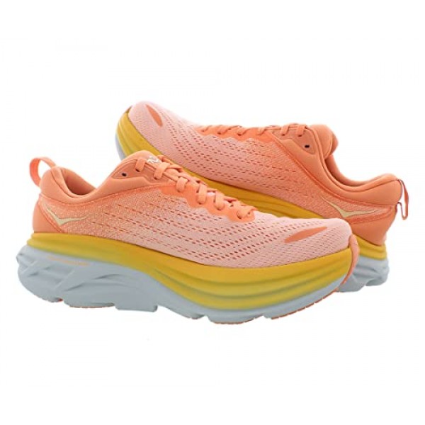 HOKA ONE ONE 본다이 8 여성 신발 사이즈 8, 색상: 쉘 코랄/피치 파르페