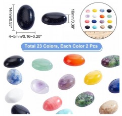 48pcs 타원형 보석 카보 숑 23 스타일 14x10mm 플랫 백 천연 합성 돔 카보 숑 에너지 스톤 캡 커버 구멍 없음 석영 크리스탈 카보 숑 25 Colors-50pcs-14x10x4 ~ 5mm