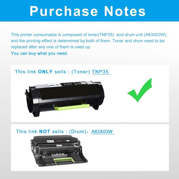 LCL 호환 토너 카트리지 TNP35 TNP-35 TNP38 TNP-38 A63W01W A63W01H 20000페이지(1PK 검정) Konica Minolta Bizhub 4000P 시리즈 프린터용 교체